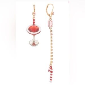 Betsey Johnson martini candy cane mismatched earrings Earrings